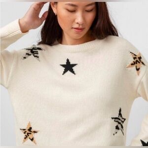 Rails Perci Animal Printed Cream Star Sweater Size Extra Small